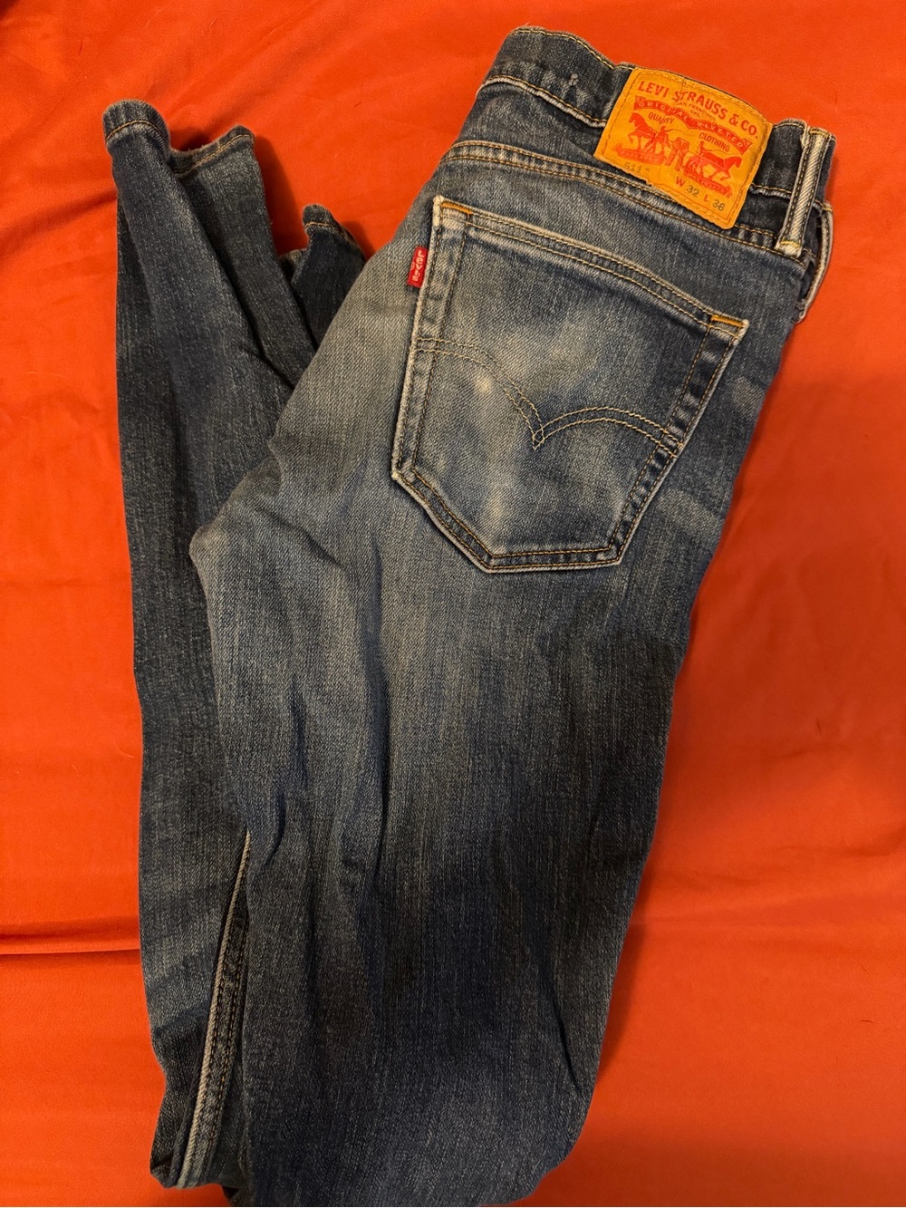 Levi's Medium Wash Blue Denim Jeans with Leather Patch